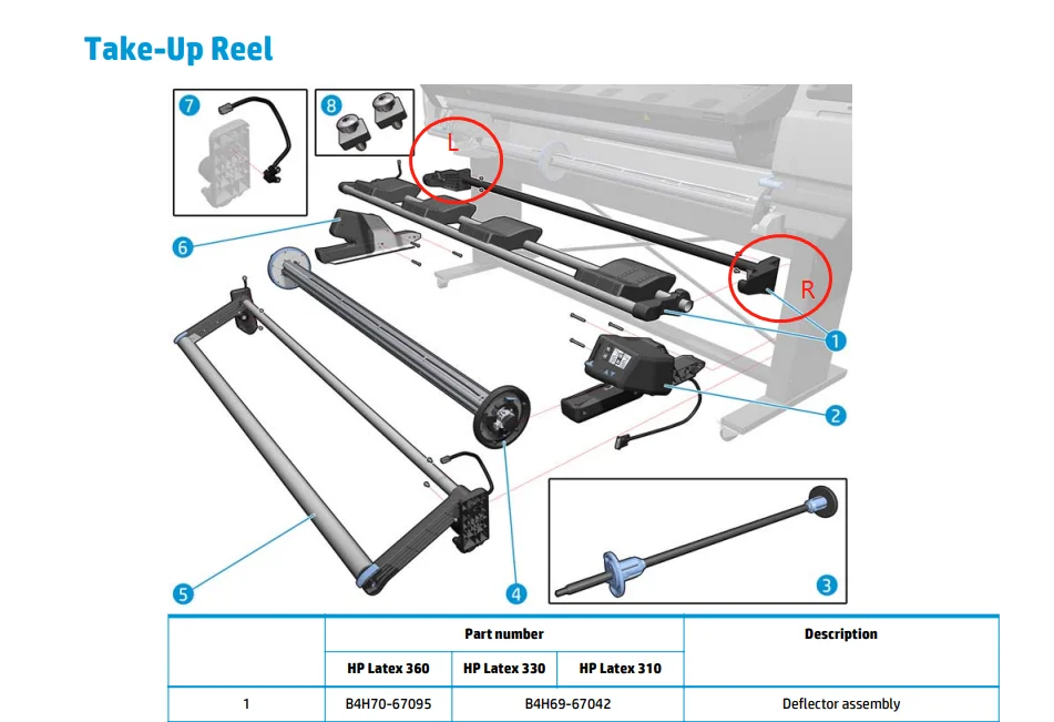 1x Right Mount Kit of Deflector B4H70-67095 H -P Latex 110 115 310 330 360 370 365 POJAN