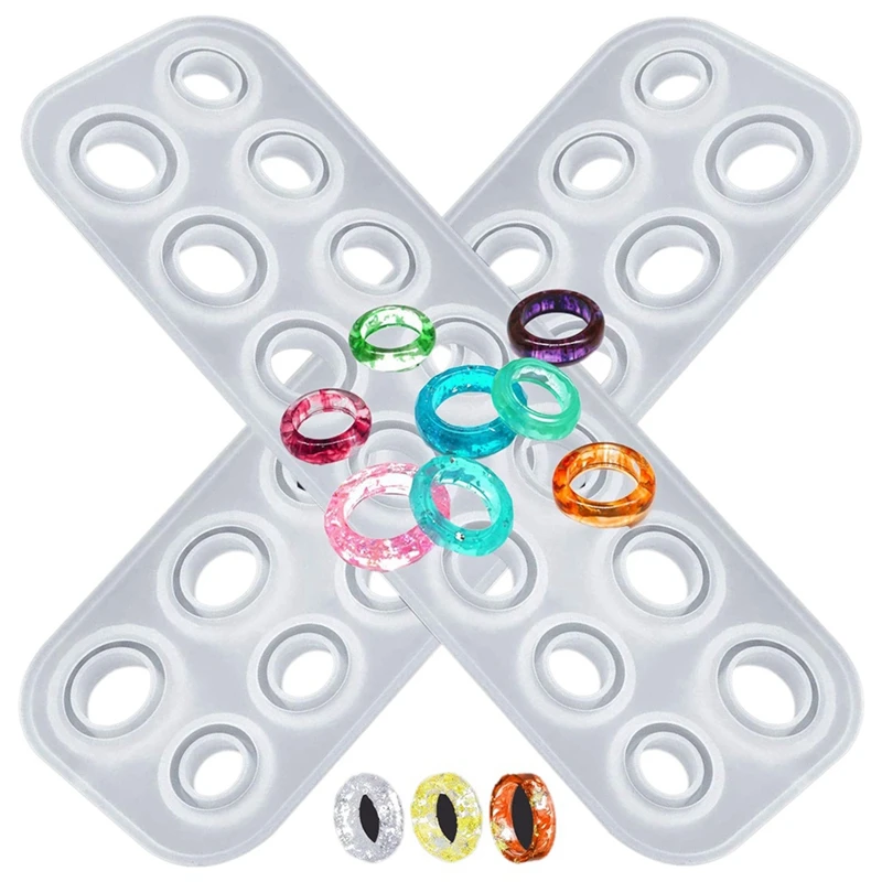 

Epoxy Resin Silicone Ring Mold, Multi-Size Mold, Used To Make Rings, Earrings, Pendants, Handicrafts (2 Packs)