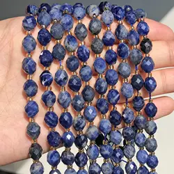 8x7mm AAA Faceted Oval Stone Natural Blue Sodalite Spacer Beads For Jewelry Making DIY Bracelets Accessories 7.5inch