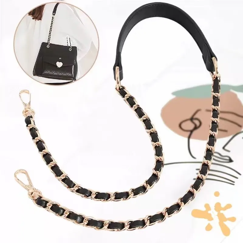 High end detachable small fragrant bag with leather chain accessories, bag strap with one shoulder crossbody width bag chain