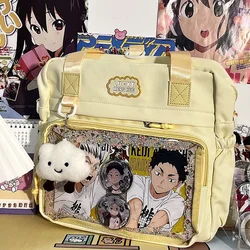 Y2K Harajuku Women Ita Bags Fashion DIY Anime Badge E Girl Backpacks Casual Nylon Large Capacity Commute Mochilas Para Mujer
