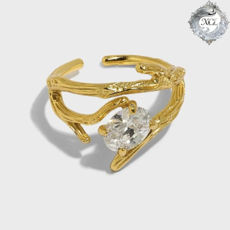 

S925 Sterling Silver Vine Branch CZ Open Ring Pave Setting Adjustable Ring Anniversary Promise Engagement Gift Jewelry for Women