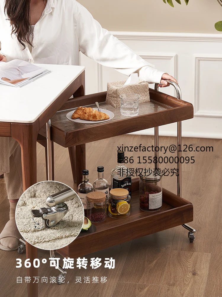 Factory Direct 2026 Top RatedSolid wood edge table North American black walnut trolley living room sofa removable coffee table M