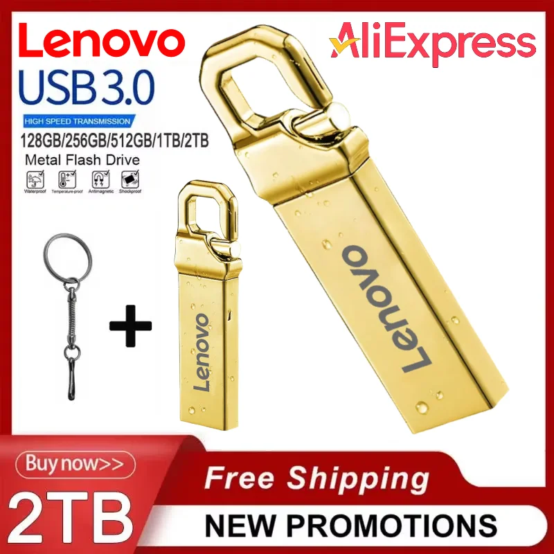 Lenovo 2TB USB3.0 Metal USB Flash Drive High Speed Pendrive 1TB 512GB Portable Usb Pen Drive Waterproof Memoria Usb Flash Disk