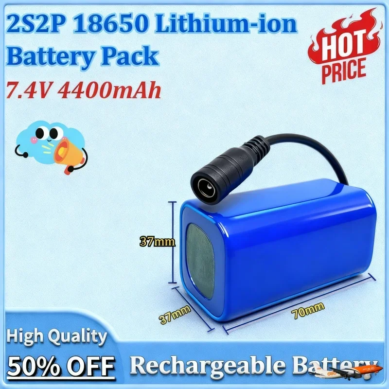 

Newly upgraded 7.4V 4400mAh 2S2P 18650 Lithium-ion Battery Pack for Robot vacuum cleaner Electronic Toy Bait Boat Battery