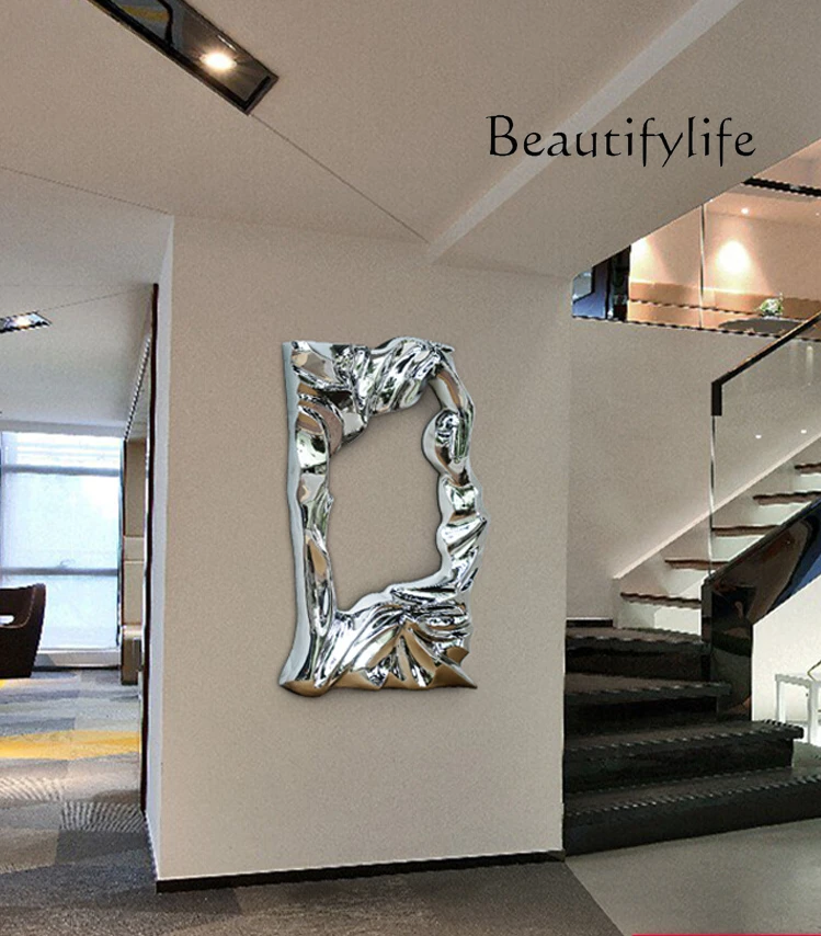 Model Room Wall Decorations Modern Light Luxury Wall Mirror Frame Stainless Steel Sculpture Wall Decoration