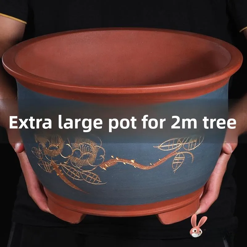 

Очень большой цветочный горшок 30 см из фиолетовой глины для орхидей и растений, золотистый, для домашнего декора, ваза для цветов