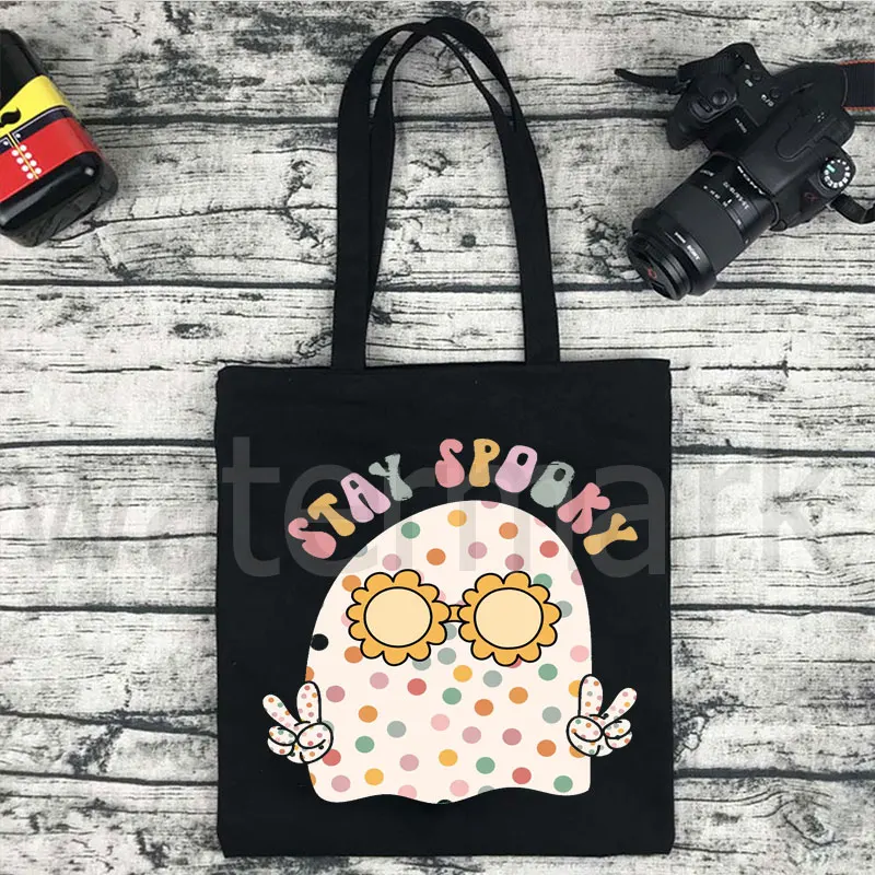 Spooky Season Tote Halloween Gift Shopping Bag Halloween Kids Shopper Mystical Funny Side Bag for Ladies Harajuku Shoulder Bag