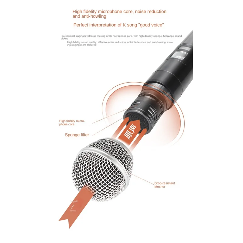 Wireless Microphone Professional UHF Recording Karaoke Handheld 1 Channel Lithium Battery for Stage School