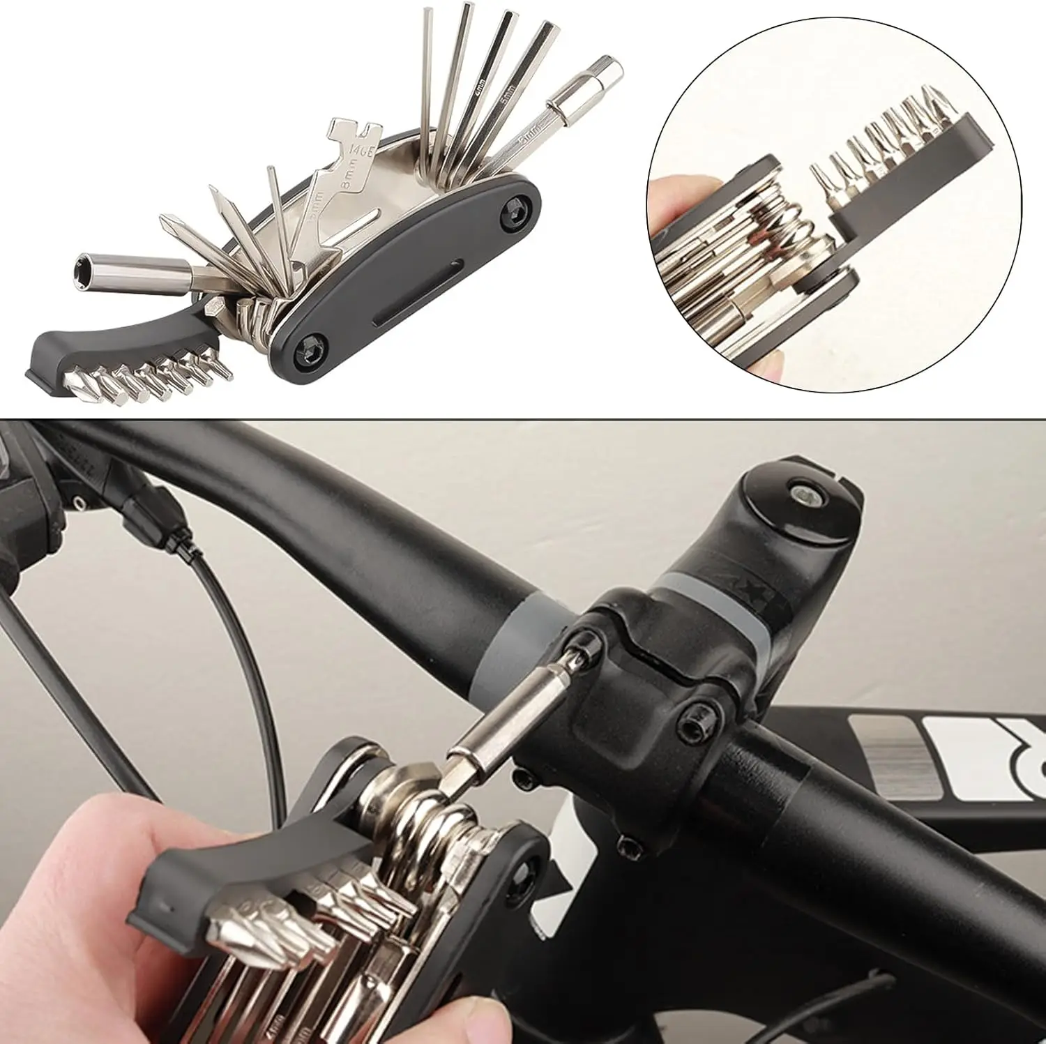 21-in-1 Bike Repair Tool Kit Bicycle Tool Kit Multitool Foldable Design Emergency Maintenance Wrench Screwdriver Portable Bicycl