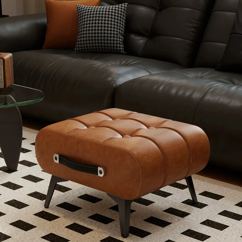 Brown Wooden Shoes Changing Stool Entryway Foot Small Modern Shoes Changing Stool Pouf Ottoman Reposa Pies Front Room Furniture