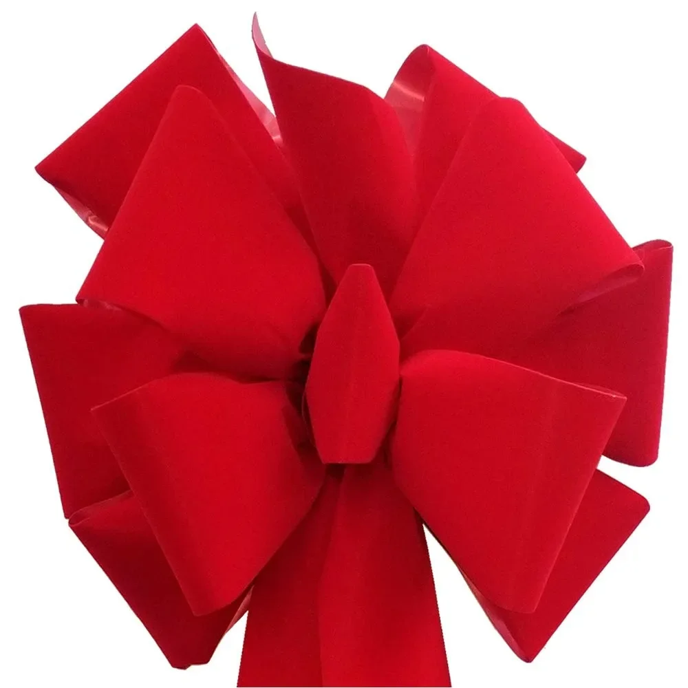 4-Pack Big Christmas Bows - Handmade Red Velvet Bows with 36