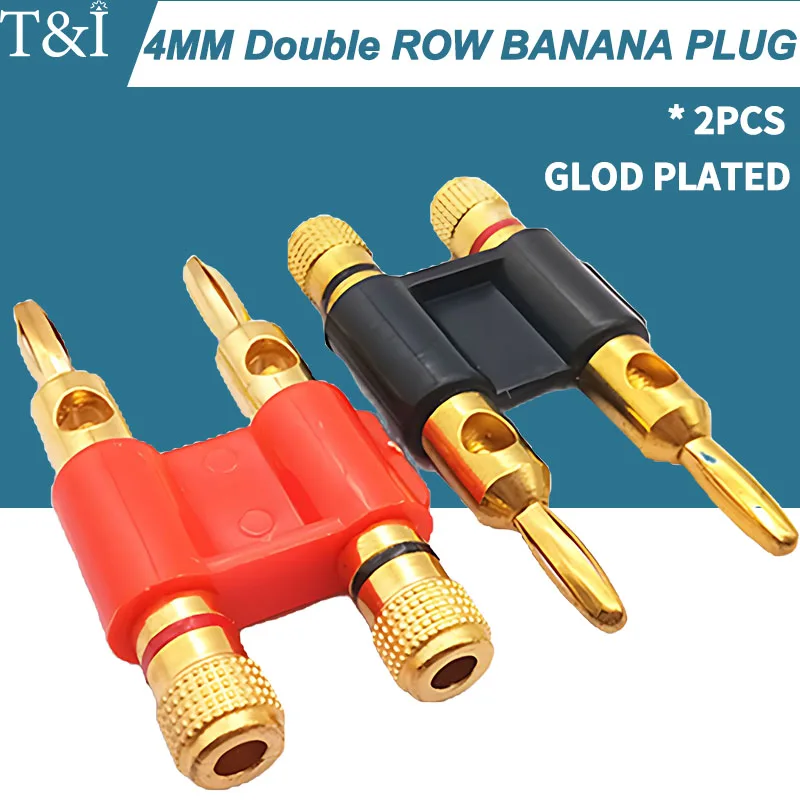 duplo banana plug banhado a ouro duplo row test fio conector com cabeca de lanterna sem solda e terminais conectores mm 20 pcs 01