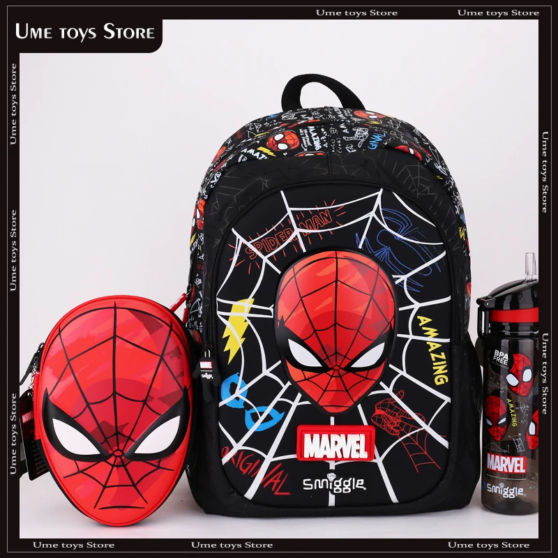 Australia Smiggle Marvel Spider-Man Spiderman Boys Backpack Student Backpack Water Cup Lunch Bag Pen Box Children\'s gift