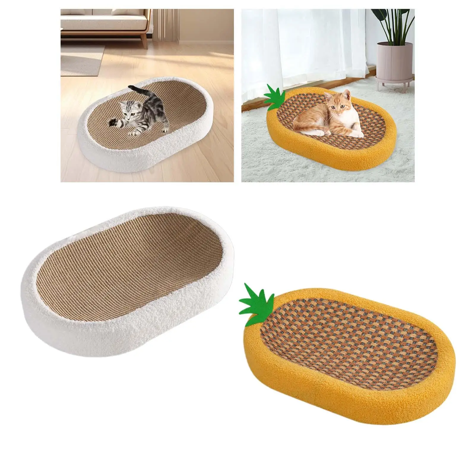 Cat Scratcher Bed Oval Sofa Furniture Protector for Indoor Cats Pet Toys