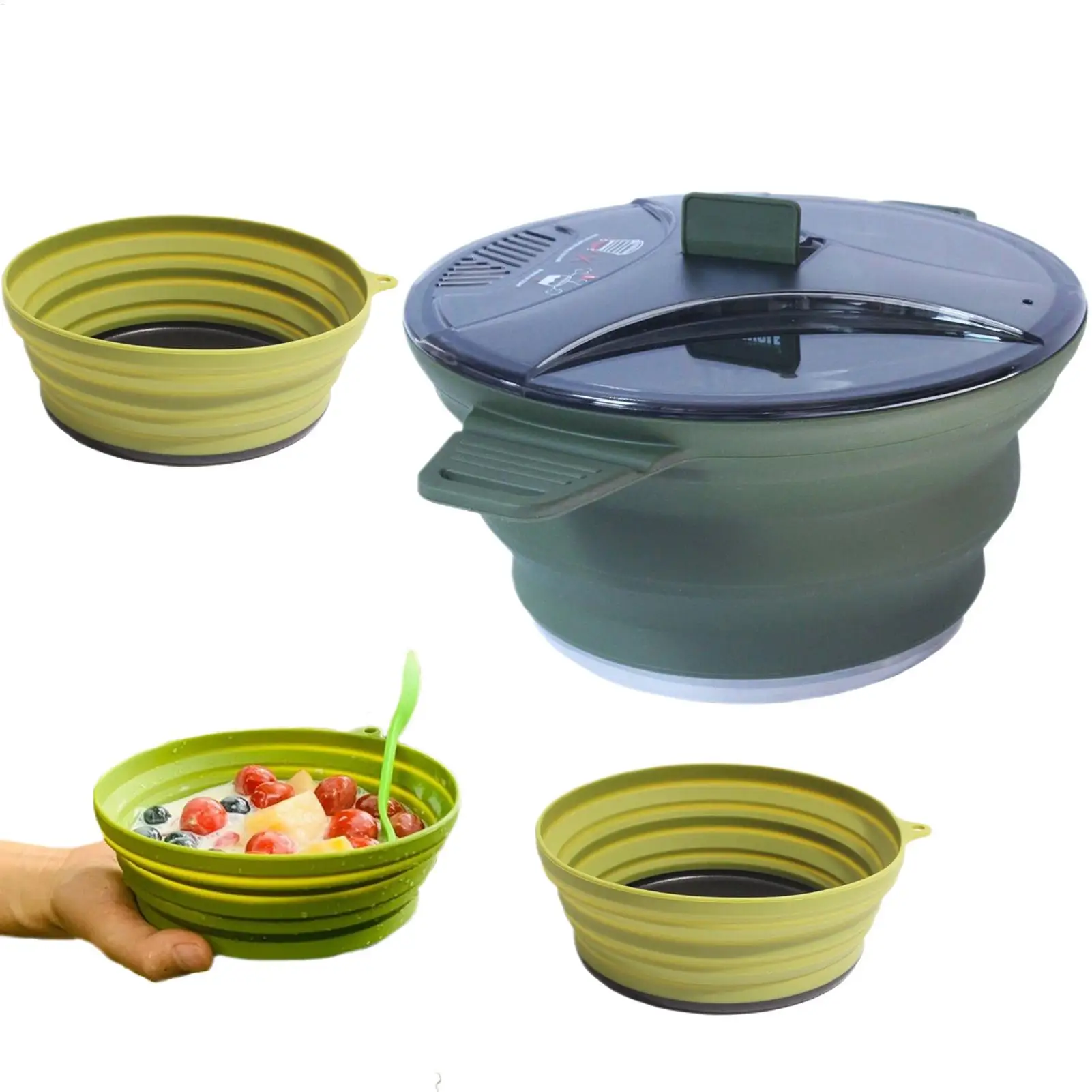 

Foldable Camping Cookware Set, Portable Picnic Pot & Pan with Heat-Resistant Silicone for Outdoor Travel Backpacking