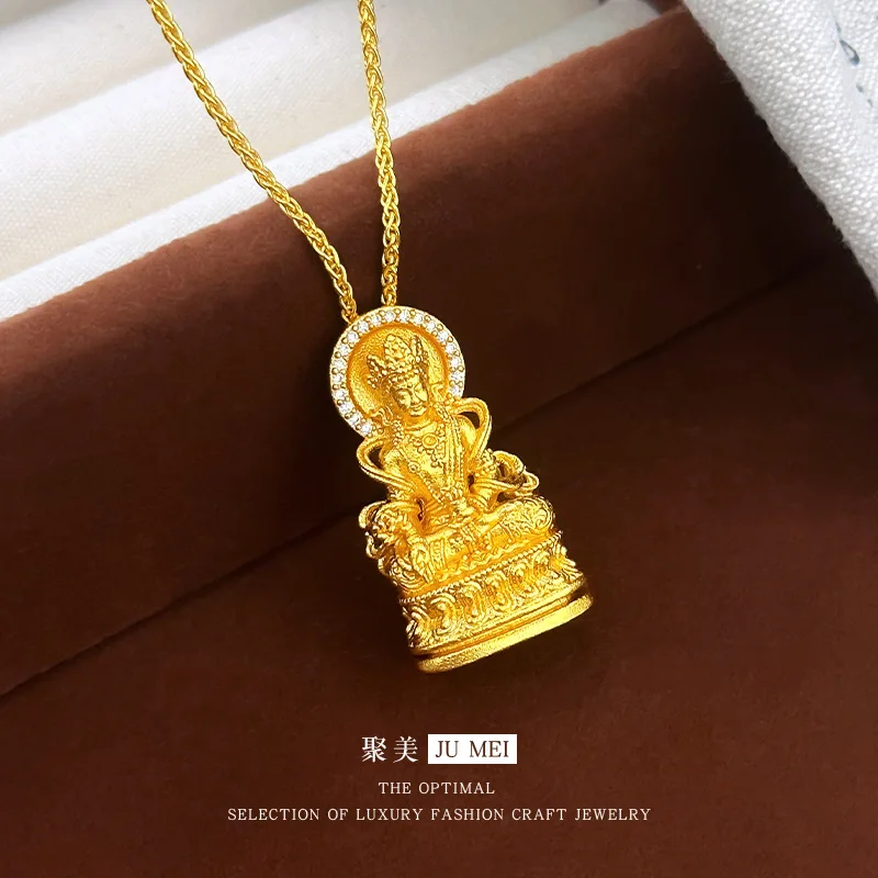 

Новый китайский стиль 9999 24 карата из настоящего золота с подвеской в виде Будды, роскошные и изысканные украшения для мужчин и женщин