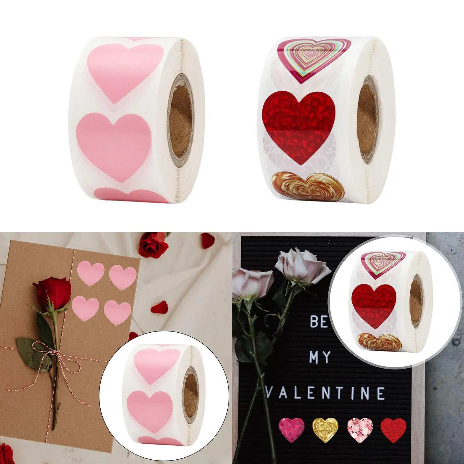 Autocollants de saint-valentin, 500 pièces, étiquettes de cœur auto-adhésives de 1 pouce pour enfants et adultes, enveloppes de Scrapbook, anniversaire