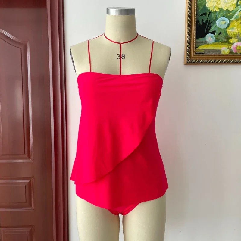 Bañador Vintage Sexy para Mujer, Tankini con Espalda descubierta, ropa de playa, conjunto de dos piezas, traje de baño