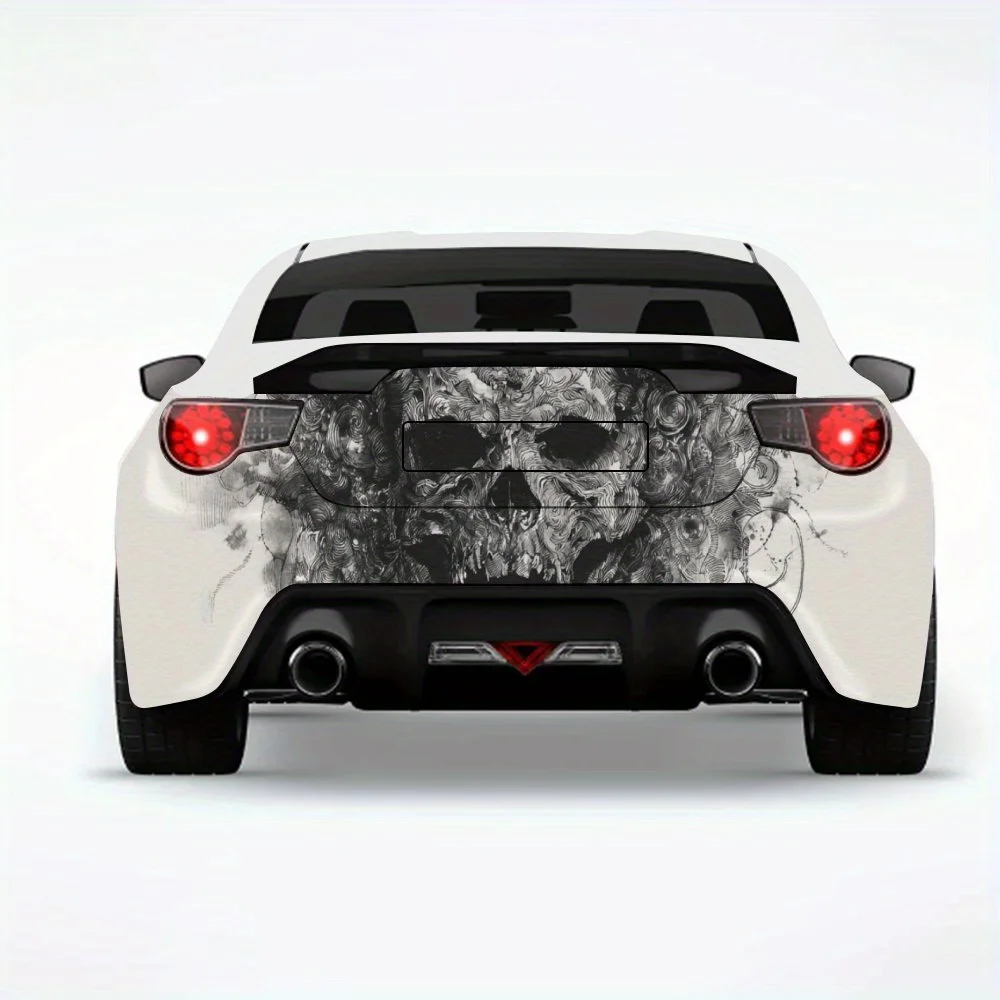 

Skull with Horns and Clouds Car Sticker,Vinyl Decal for Car Rear, Waterproof Self-Adhesive Vinyl Stickers for Vehicle Tail and B