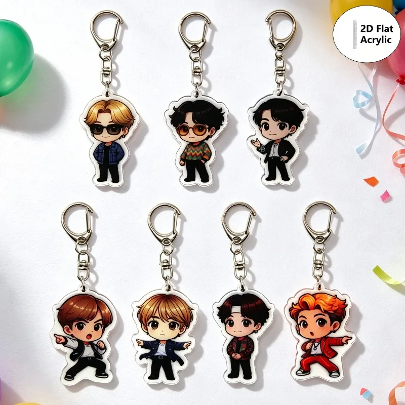 7 Stück/Set KPOP Acryl-Schlüsselanhänger, niedliche Taschenanhänger als Geschenk für Fans – Detail 1