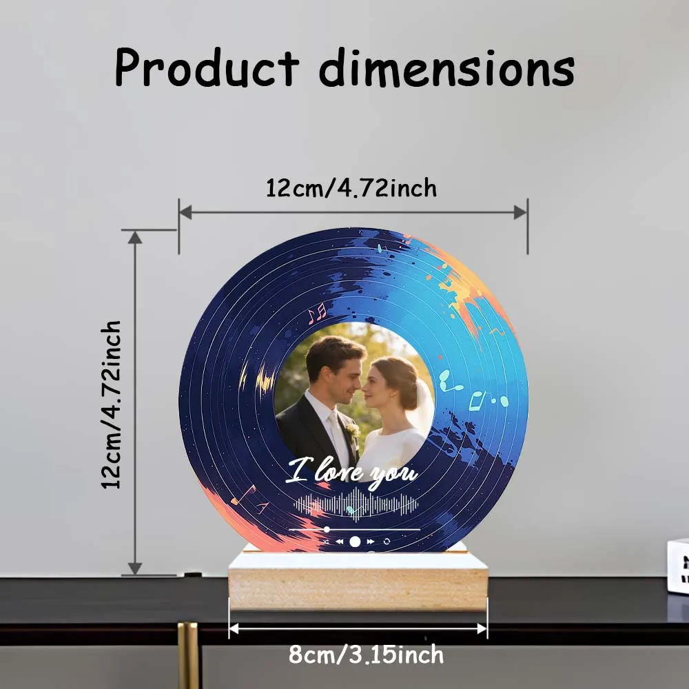 1pc Customized Photo Record Player Wooden Base Acrylic Ornament Decoration, Personalized Gift Customization