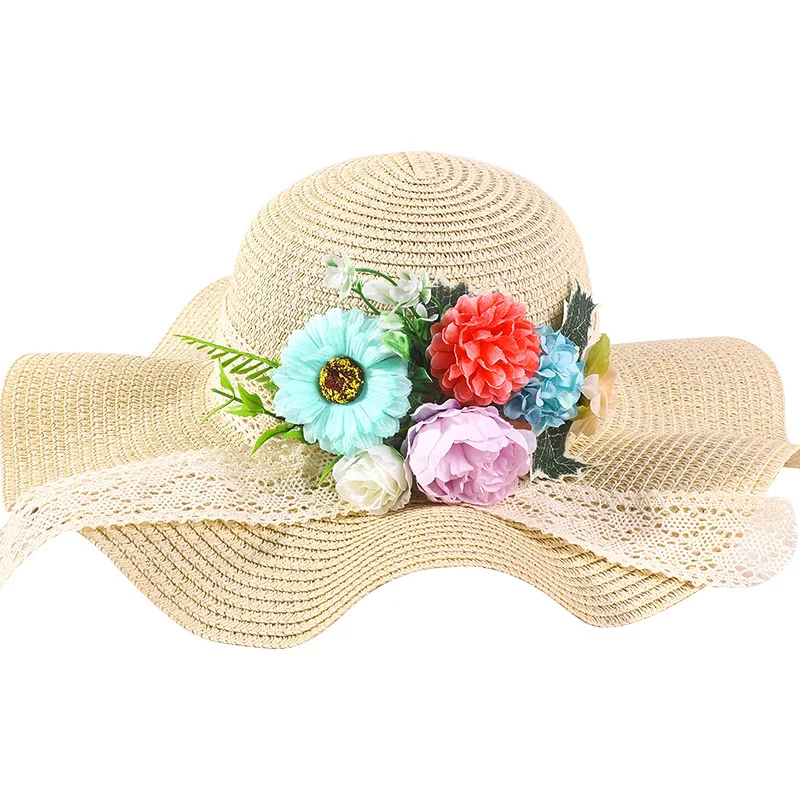 Benutzerdefiniertes Blumen-Strohhut-Set im französischen Stil, Hut mit getrockneten Blumen, Muttertag