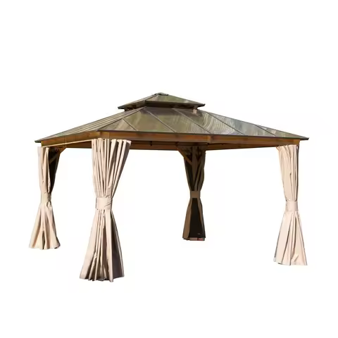 12x12 Aluminum Gazebo with Polycarbonate Roof for Garden, Patio, Deck