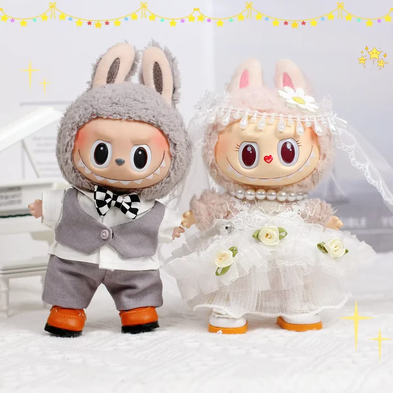 

Labubu Wedding Dress 17cm Cute Mini Doll Clothing Idol Doll Clothing Accessories Flower Fairy Clothing DIY Children's Gift Toys