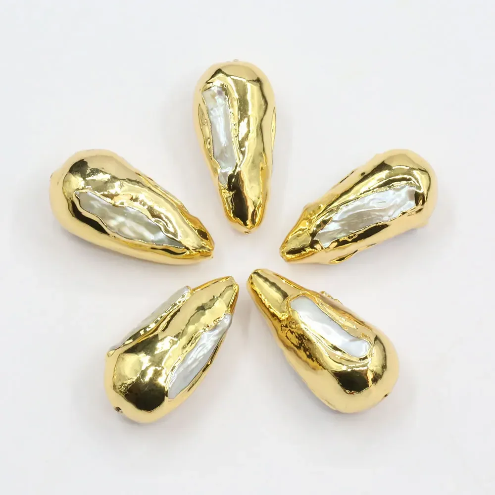 

Wholesale 5PCS Freshwater Biwa Pearl Gold Color Spacer DIY Jewelry Making Accessories Jewelry Making DIY