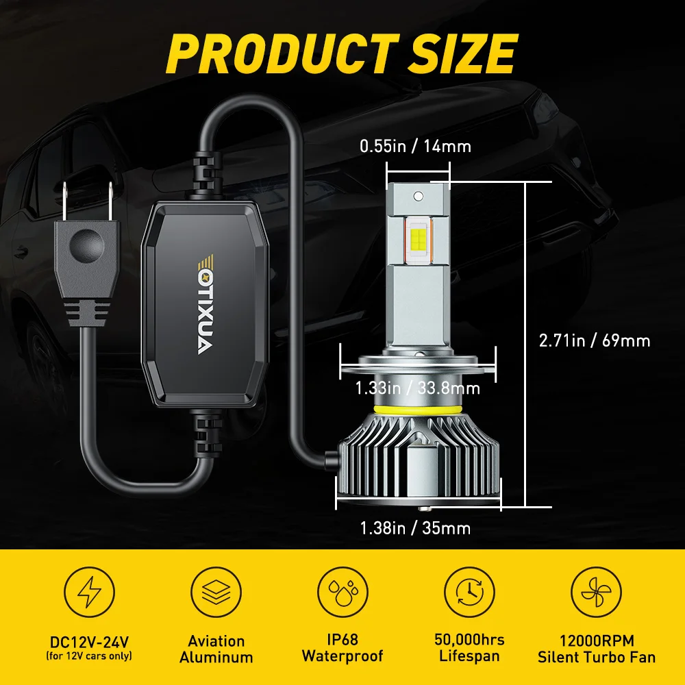 AUXITO 2Pcs H7 LED Headlight Bulbs Canbus Error Free For Ford Fiesta Opel Astra Audi A4 B6 Hyundai Sonata Turbo H7 Car Headlamp