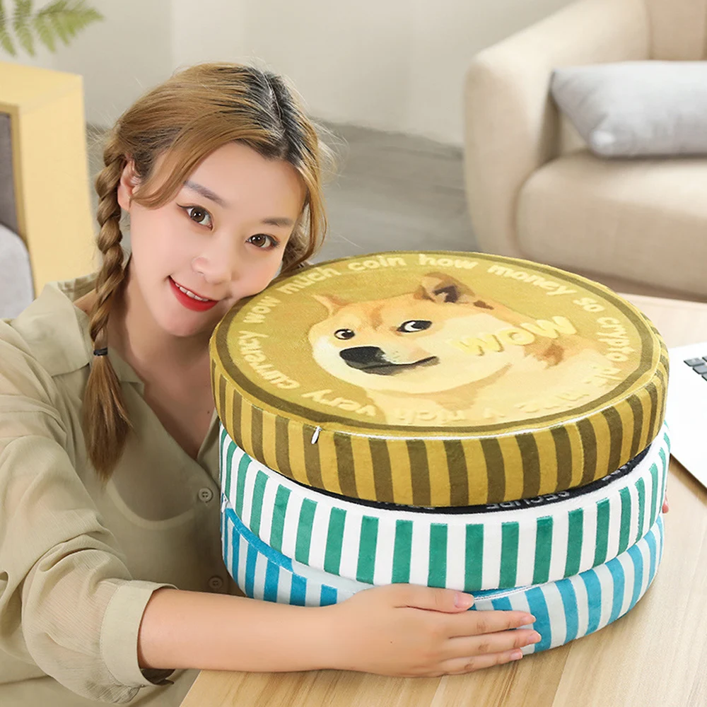 창의적인 카지노 칩 봉제 장난감, 핫 리얼 라이프, 디지털 통화, Doge Dogecoin, 비트코인 매트 키 체인, 다다미 베개,  소파 장식 / 박제 동물 & 견면 벨벳