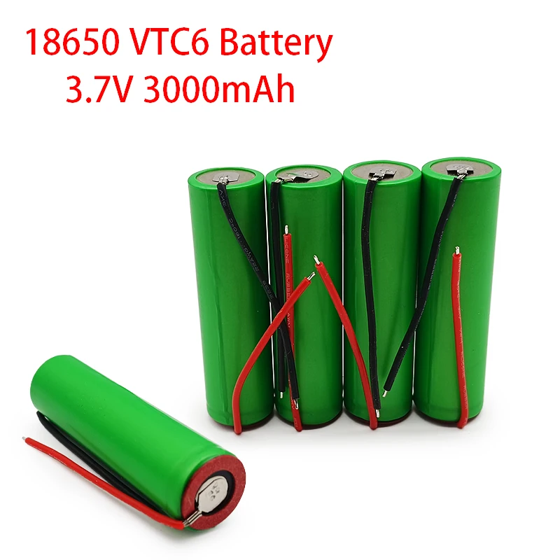 

New 18650 3.7V 3000mAh Li-Ion Rechargeable Battery,For 18650 VTC6 3000mah Bateria 30A Discharge Large Current+DIY Line