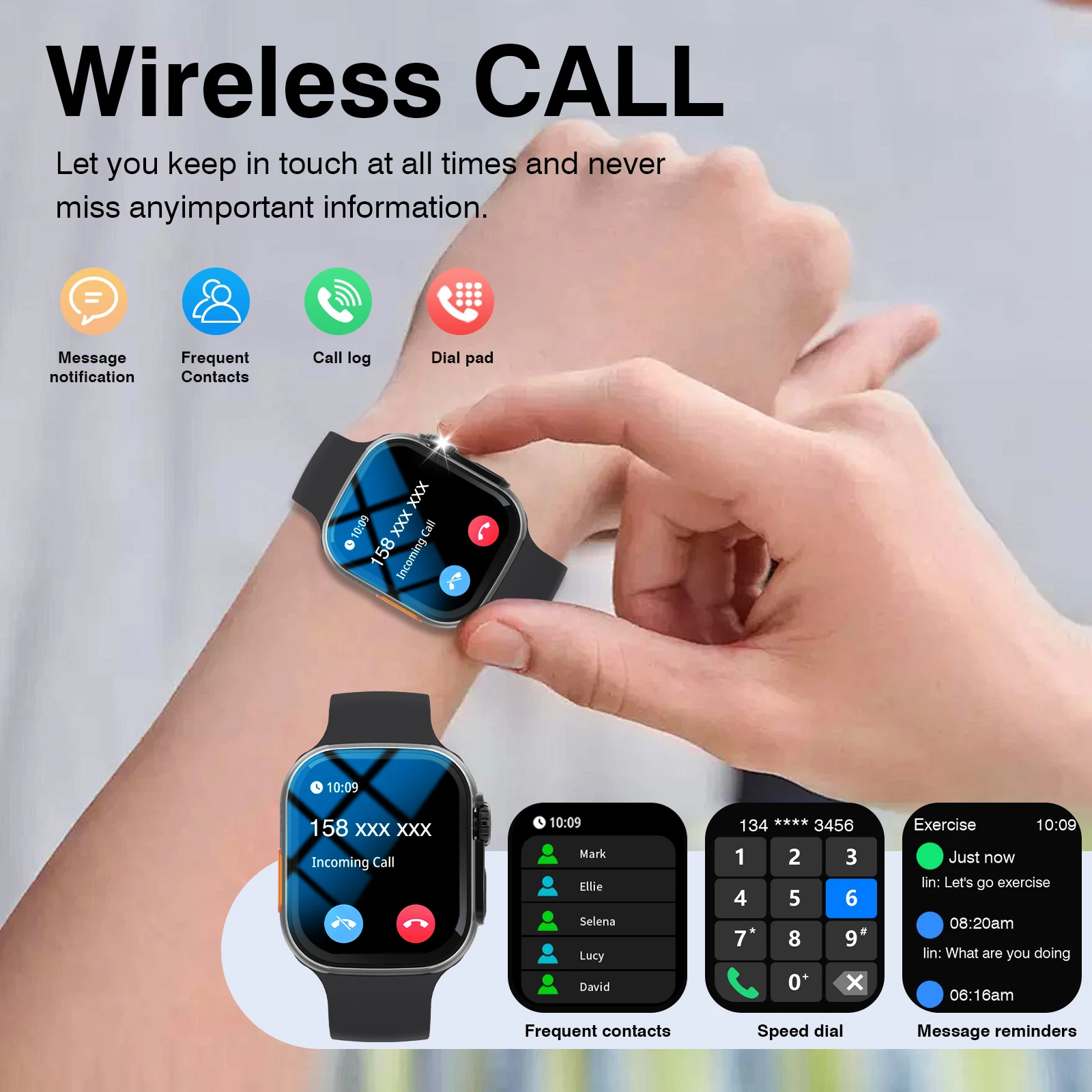 Smart Watch with Call Function, Weather Display, Camera Control, Sports Mode, Music Controls & Alarm Clock for Daily Use