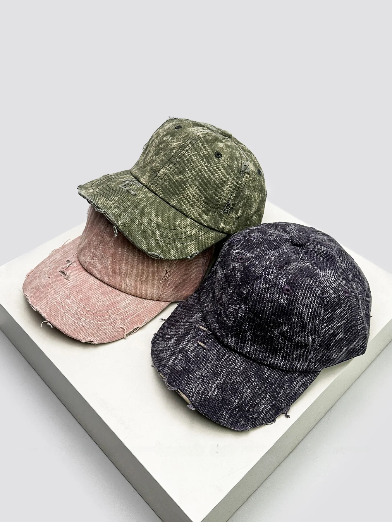 bone-de-beisebol-unissex-tie-dye-com-furos-e-cor-pura-protecao-solar-estilo-urbano-aba-curva-tamanho-ajustavel-nova-colecao-primavera-verao