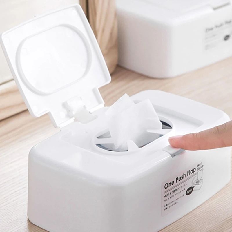 

Push Button Wet Tissue Box Holder Wet Tissue Box Wipes Dispenser Portable Wipes Napkin Storage Box Holder Container for Car Home