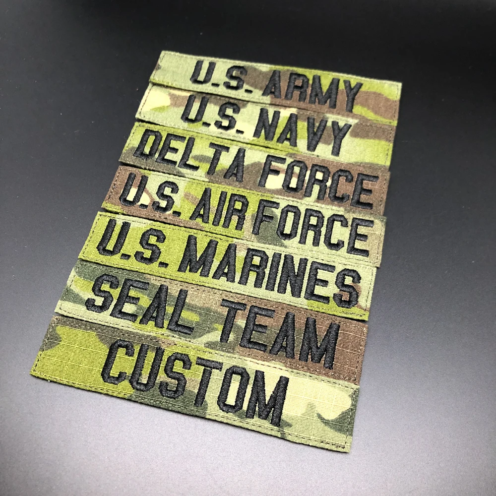 Tropic Multicam Custom Name Tapes, Chest Services Morale Tactical Military Embroidery Patch Badges