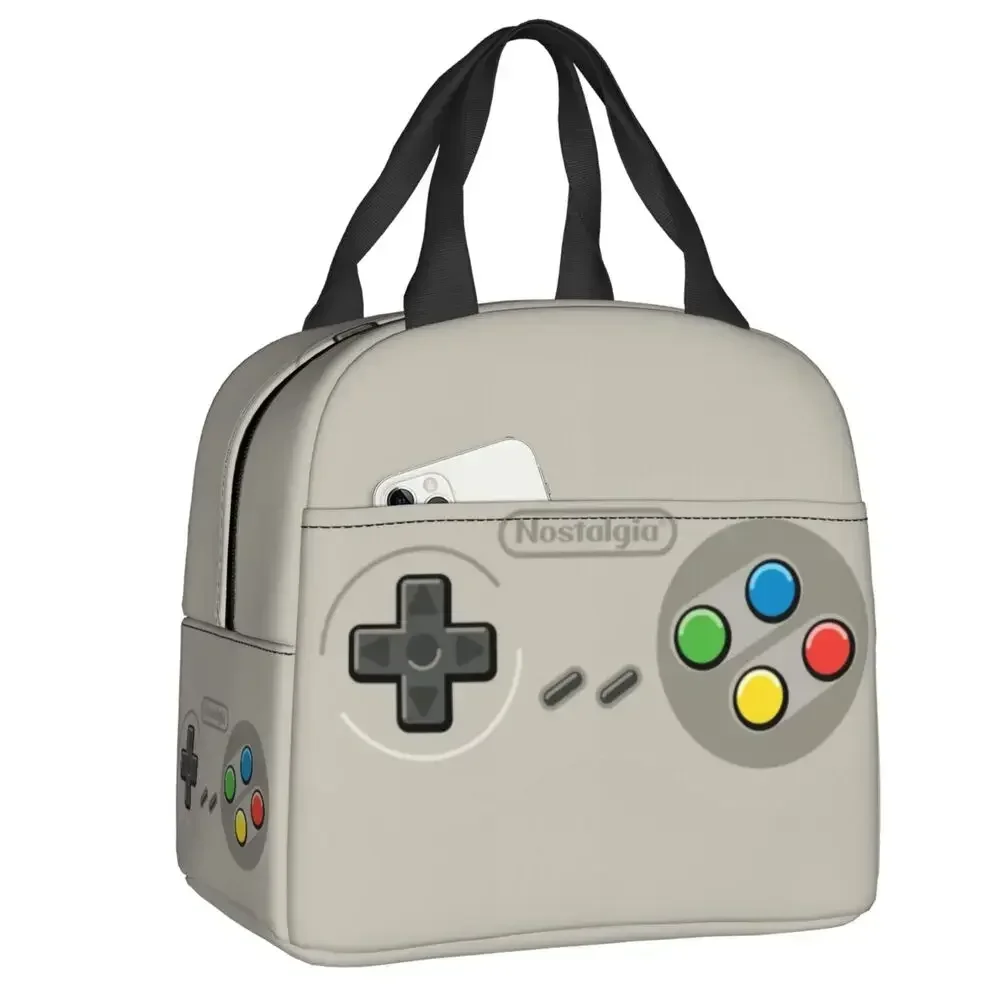 Retro Video Game Turbo Controller Portable Lunch Boxes Multifunction Gamer Lover Cooler Thermal Food Insulated Lunch Bag Kids