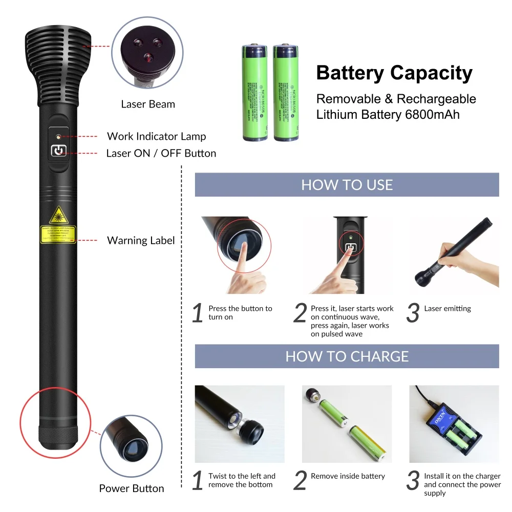Frovab 3 Diodes 600mW 808nm Laser Near Infrared Light Therapy Pen Deep Tissue Repair Arthritis & Sciatica Pain Relief Device