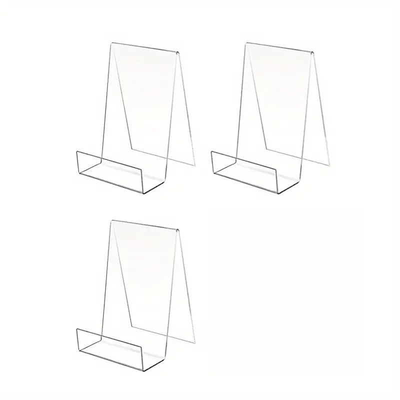 3pcs Acrylic Bookshelf, Library Books, Transparent Display Stand, Desktop Book Sliding Display Stand
