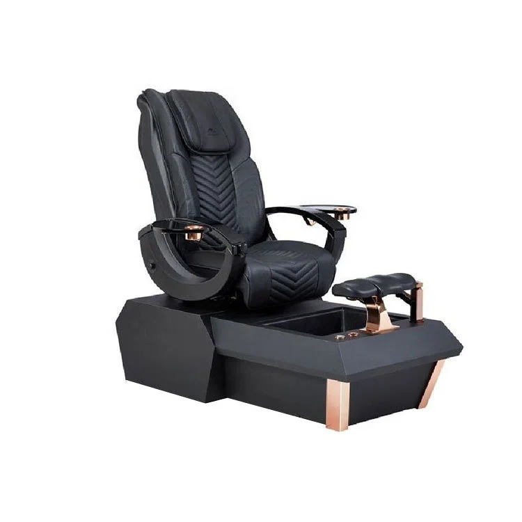 Popular Modern Nail Salon Massage Backrest Foot Spa 2 in 1 Pu Leather Cover Black Pedicure Chair With Regulating Hot Cold Water