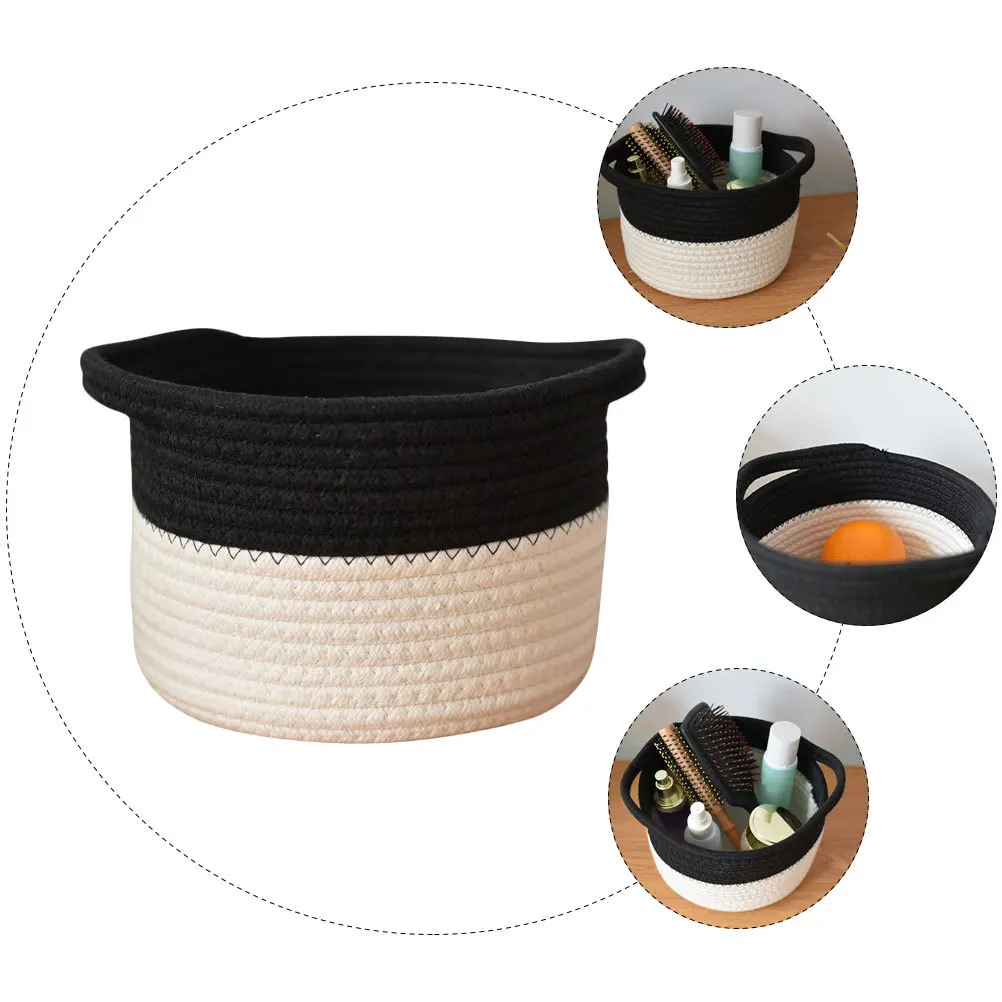 

Cotton Rope Storage Basket Desktop Sundries Organizer Household Snack Holder Woven Decorative Rope Basket for Home Office