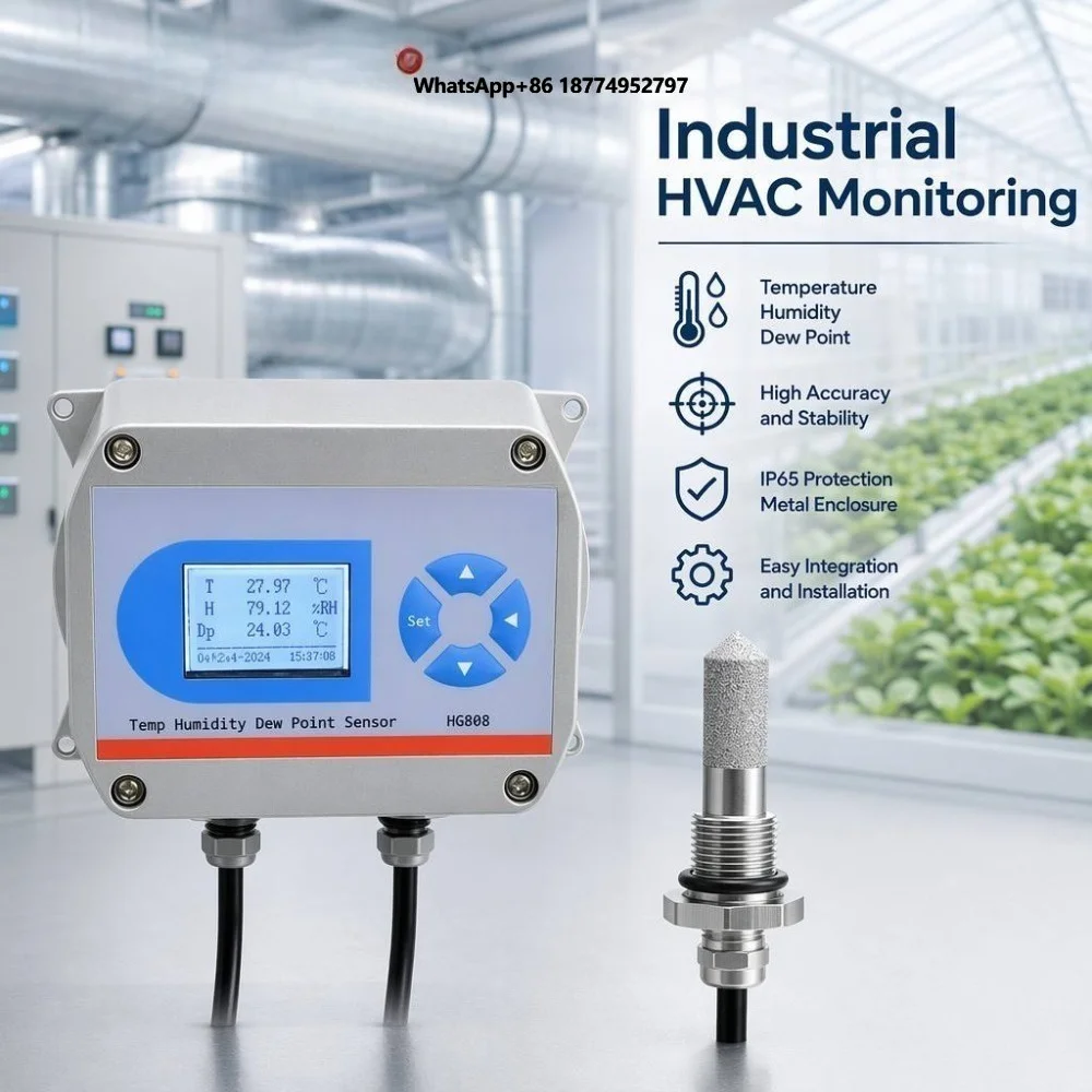 HENGKO HG808-H  Wall Mounted Temperature Humidity Sensor High Sensitive HVAC Transmitter for Greenhouse Climate Control
