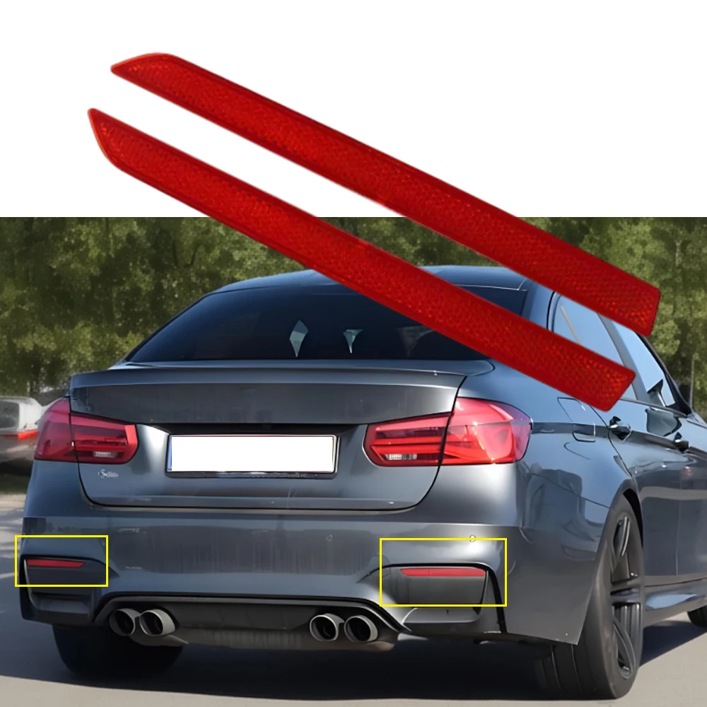 

1Pair Rear Bumper Bar Reflectors Light For BMW 3 / 4 Series M3 F80 M4 F82 F83 2014-2020 Reflective Strip 63147848583 63147848584
