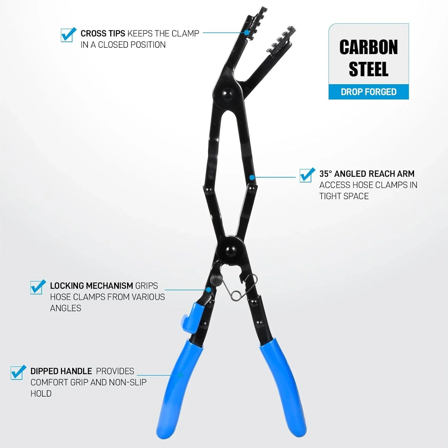 Long Reach Hose Clamp Pliers with Locking Mechanism, Extra Long Reach Hose Clamp Pliers for Hard-to-Reach Hoses