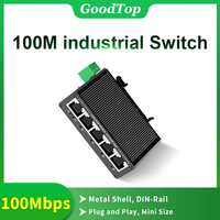 GoodTop 5 Port 100Mbps Industrial Switch 10/100M Mini Industry Ethernet Network Switch DIN Rail Mounted Plug and Play