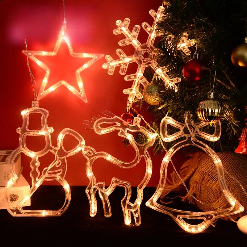 8PCS Santa Claus LED Suction Cup Lights Santa Claus Snowman Window Suction Cup Lights Christmas Tree Holiday Decoration Lights