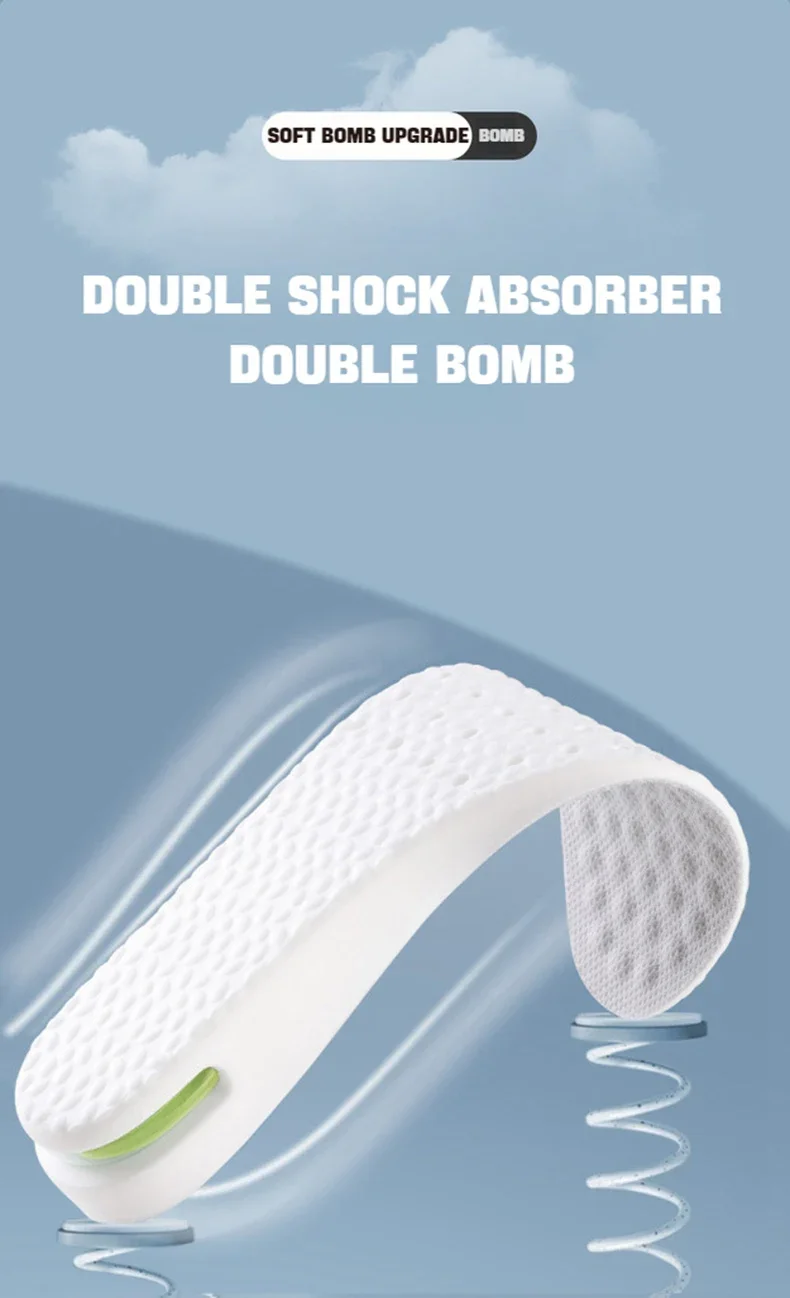 Höhe erhöhen Einlegesohle für Füße Komfort Plantarfasziitis Schuhe Einlegesohlen Männer Frauen Tennis Turnschuhe Luft stoßdämpfende Schuh Pads – Detail 5