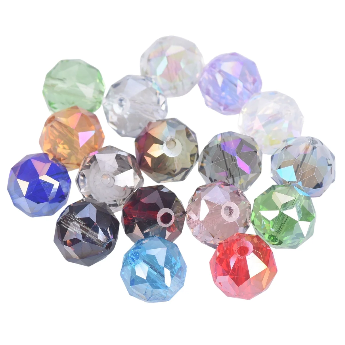 10pcs Shiny Round 11mm Glossy Plated Faceted Crystal Glass Loose Beads For Jewelry Making DIY Crafts Findings