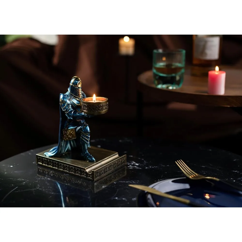 Kneeling knight candlestick resin pose Tea stand Warrior phone stand pen holder Restaurant, altar, family table candlestick